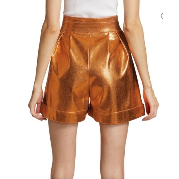 KIMBERLY GOLDSON Lizzie Pleated Metallic Shorts in Copper NWOT Size 6 - Picture 2 of 9